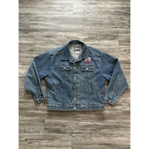 Vintage Lee Sport Jean Jacket Chicago Bulls Size Large *Ripped Button Hole*